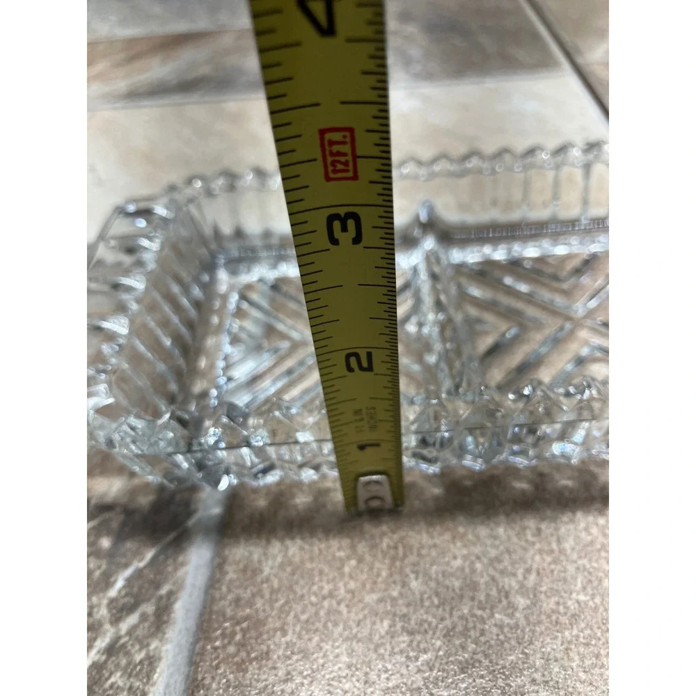 Vintage Clear Pressed Glass 3 Compartment Relish Dish Sawtooth Edge 9.5 Inch